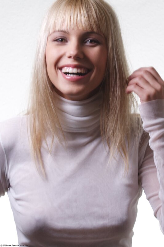 Woman with Blonde Hair — White, Neutral, Photograph, Turtleneck, Blonde Hair