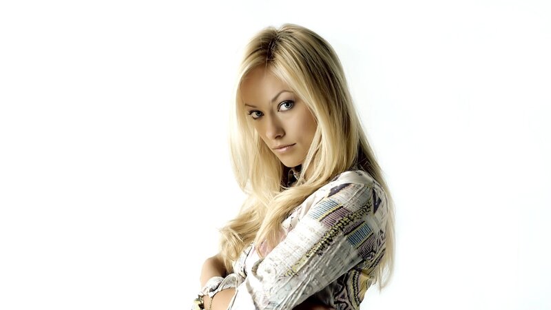 Woman with Blonde Hair — White, Patterned Shirt