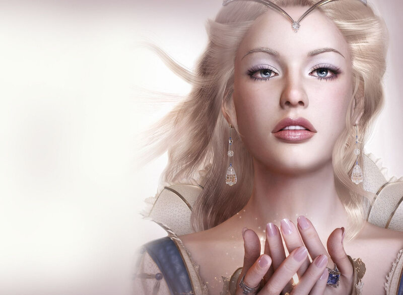 Woman with Blonde Hair — White, Serene, Digital Art