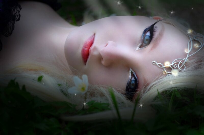 Woman with Blonde Hair — White, Serene, Night