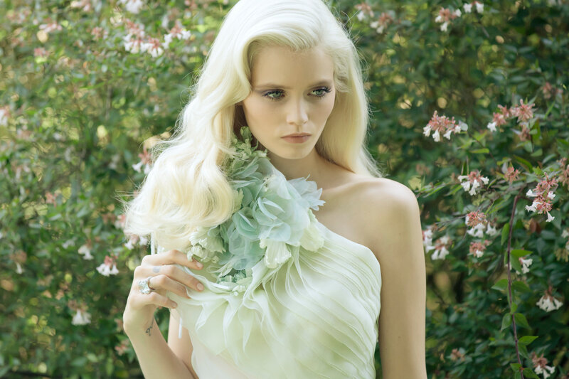 Woman with Blonde Hair — White, Serene, Spring, Photograph