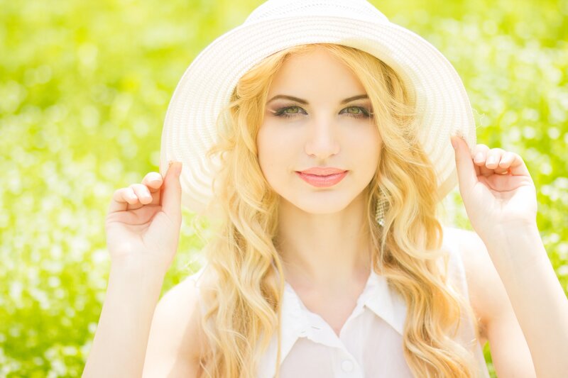 Woman with Blonde Hair — White, Serene, Summer