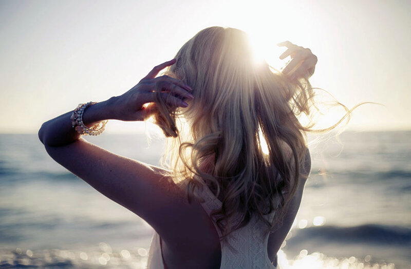 Woman with Blonde Hair — White, Serene, Sunset