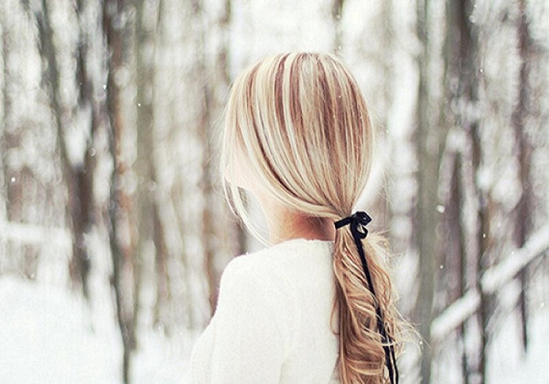 Woman with Blonde Hair — White, Serene, Winter