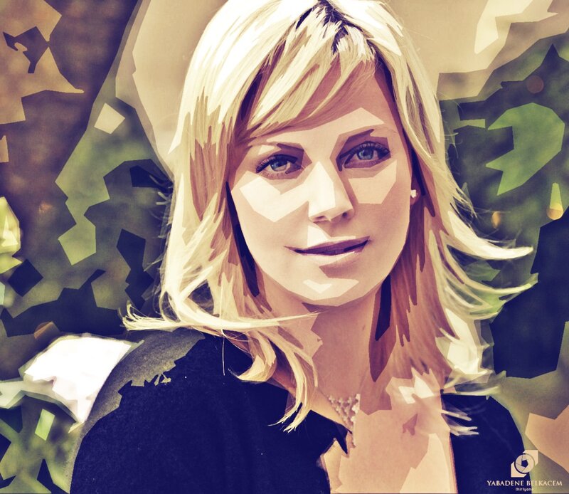 Woman with Blonde Hair — Yellow, Calm, Digital Art, Blonde Hair, Green Leaves