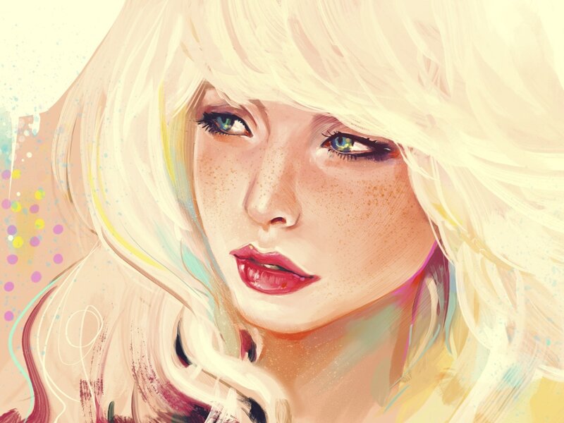 Woman with Blonde Hair — Yellow, Calm, Digital Art, Blonde Hair