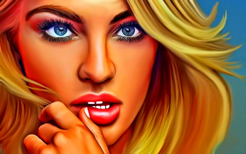 Woman with Blonde Hair — Yellow, Dramatic, Digital Art, Blonde Hair