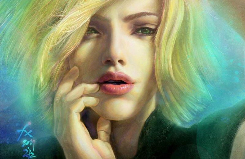 Woman with Blonde Hair — Yellow, Dramatic, Digital Art, Hand