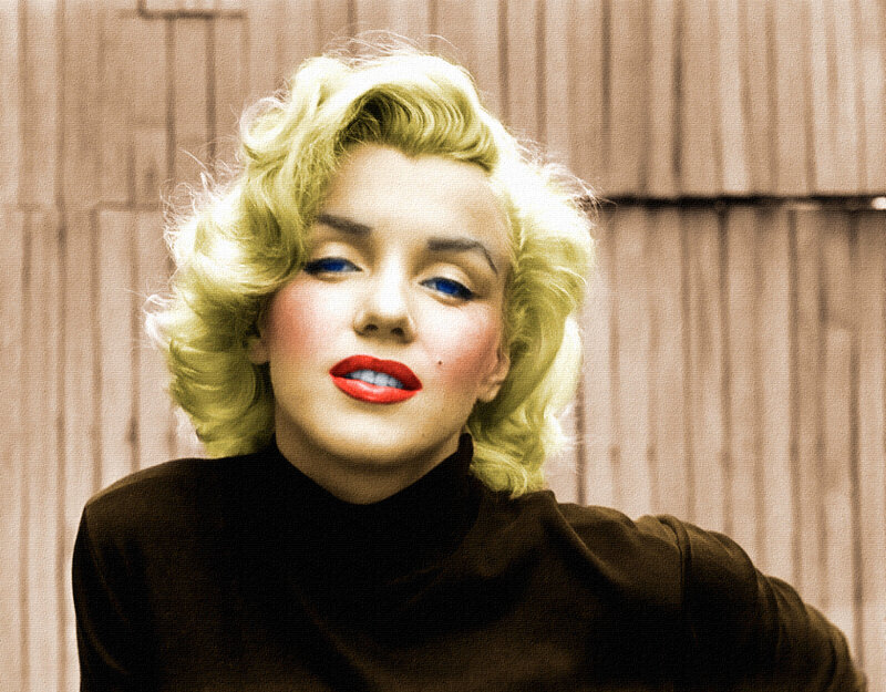 Woman with Blonde Hair — Yellow, Dramatic, Photograph, Blonde Hair, Red Lipstick
