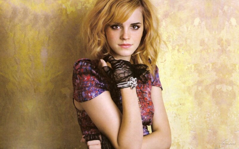 Woman with Blonde Hair — Yellow, Neutral, Photograph, Lace Gloves