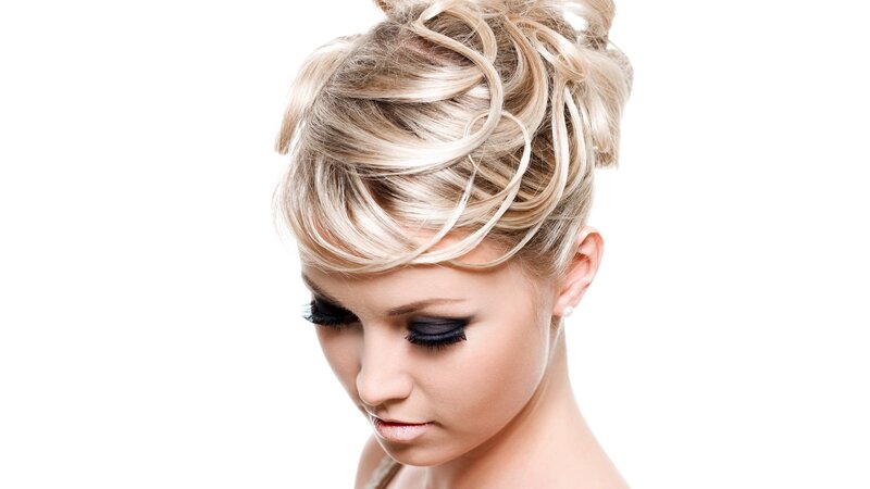 woman with blonde updo hairstyle