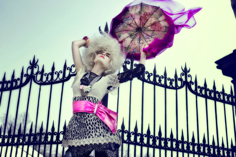 Woman with Blonde Wig — Purple
