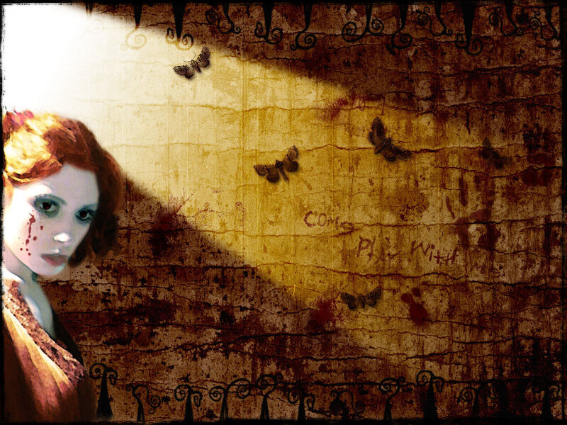 woman with blood and moths