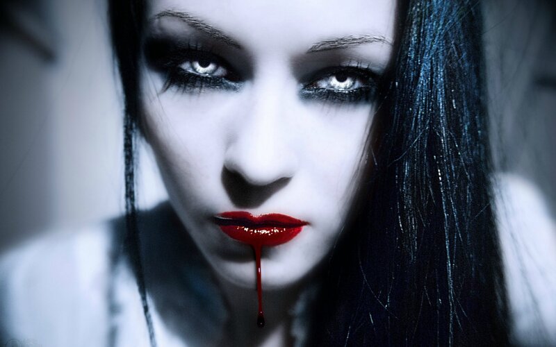 Woman with Blood Dripping — Black, Dramatic