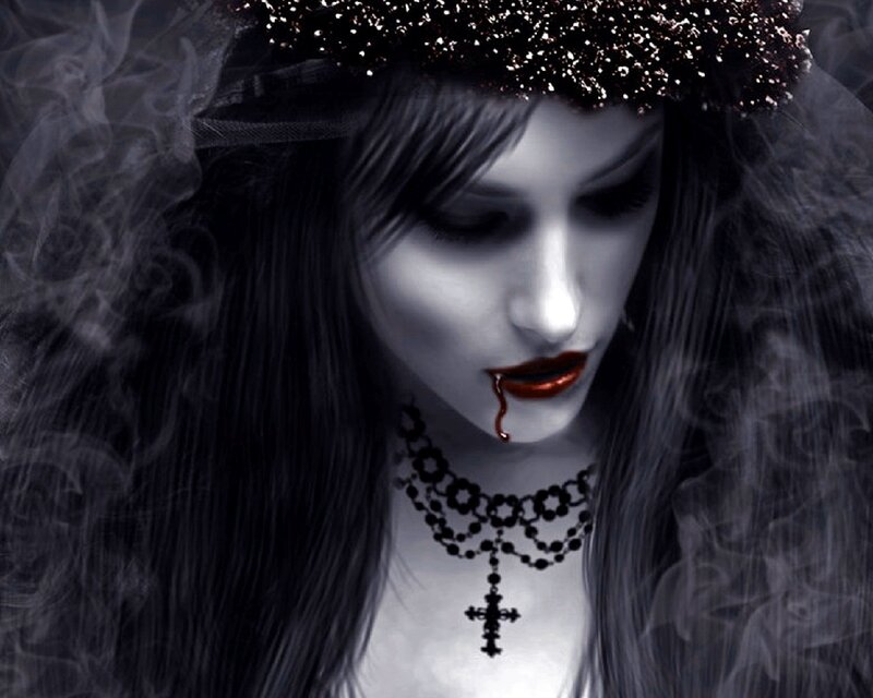 Woman with Blood Dripping — Black