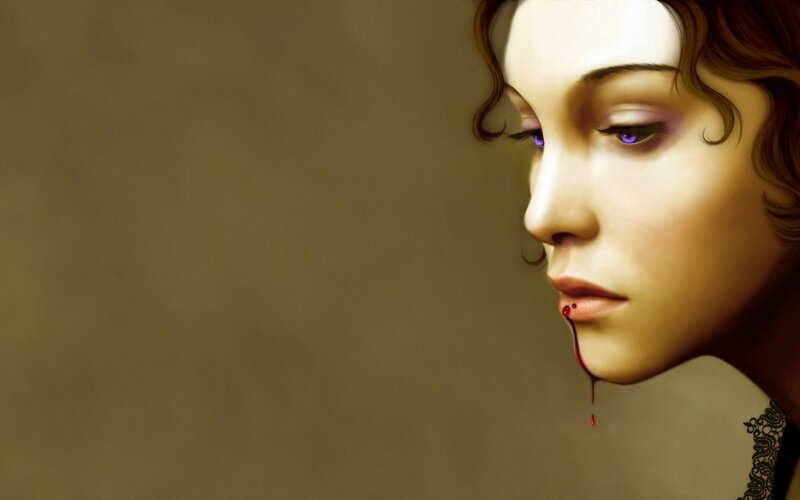Woman with Blood Dripping — Brown