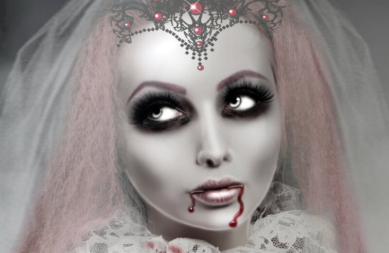 Woman with Blood Dripping — White
