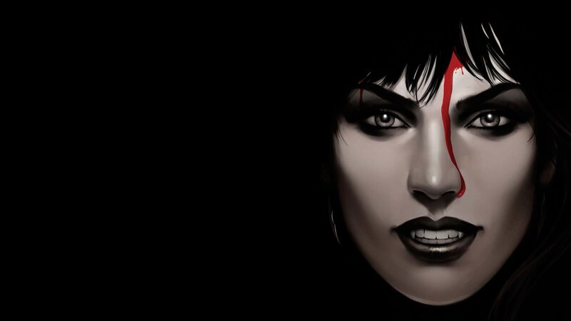 Woman with Blood on Face — Black, Dramatic, Digital Art, Dark Hair