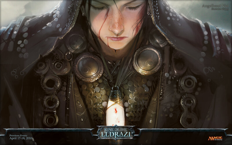 Woman with Blood on Face — Black, Dramatic, Digital Art, Necklace, Armor
