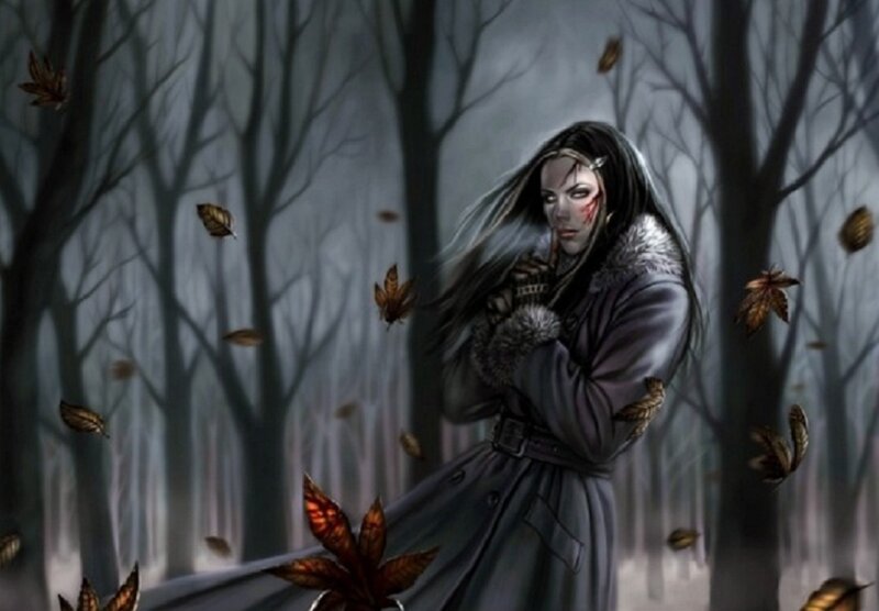 Woman with Blood on Face — Gray
