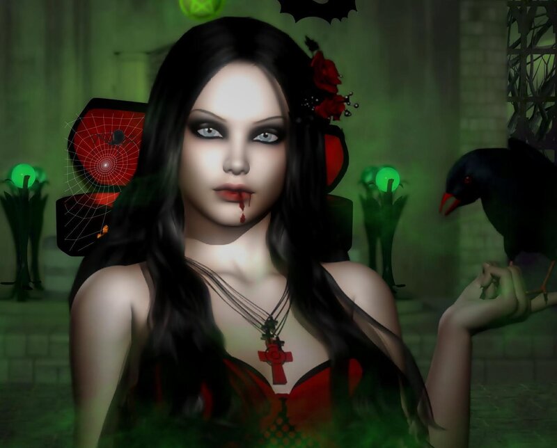 Woman with Blood on Lip — Black