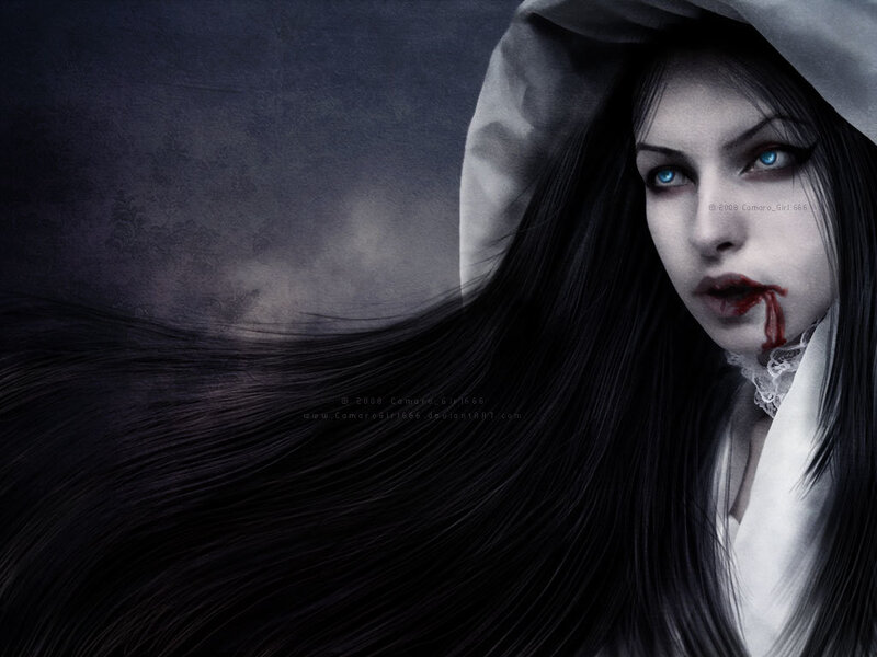woman with blood on lips