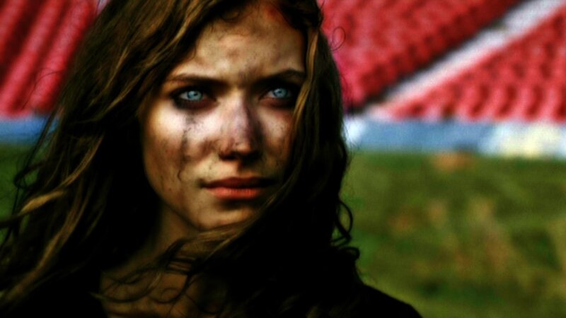 woman with blood-stained face