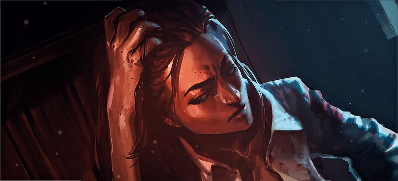 Woman with Blood-stained Hand — Brown