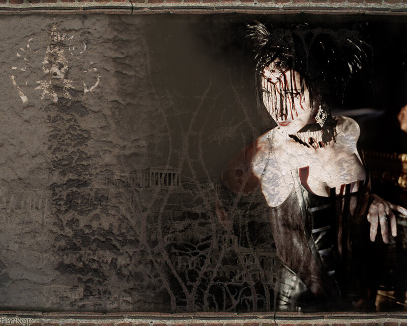 woman with blood-streaked face