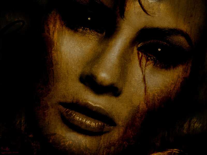 woman with blood tear