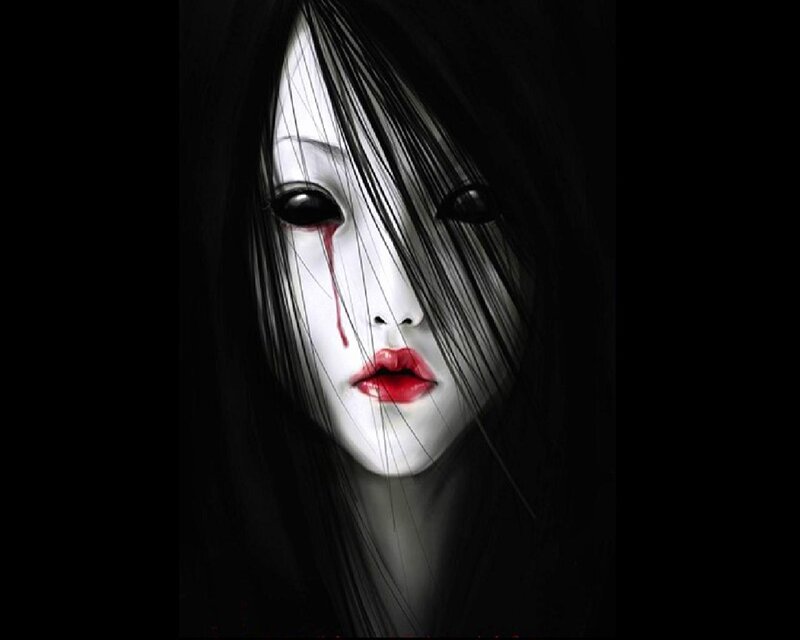 Woman with Blood Tear — Black, Dark