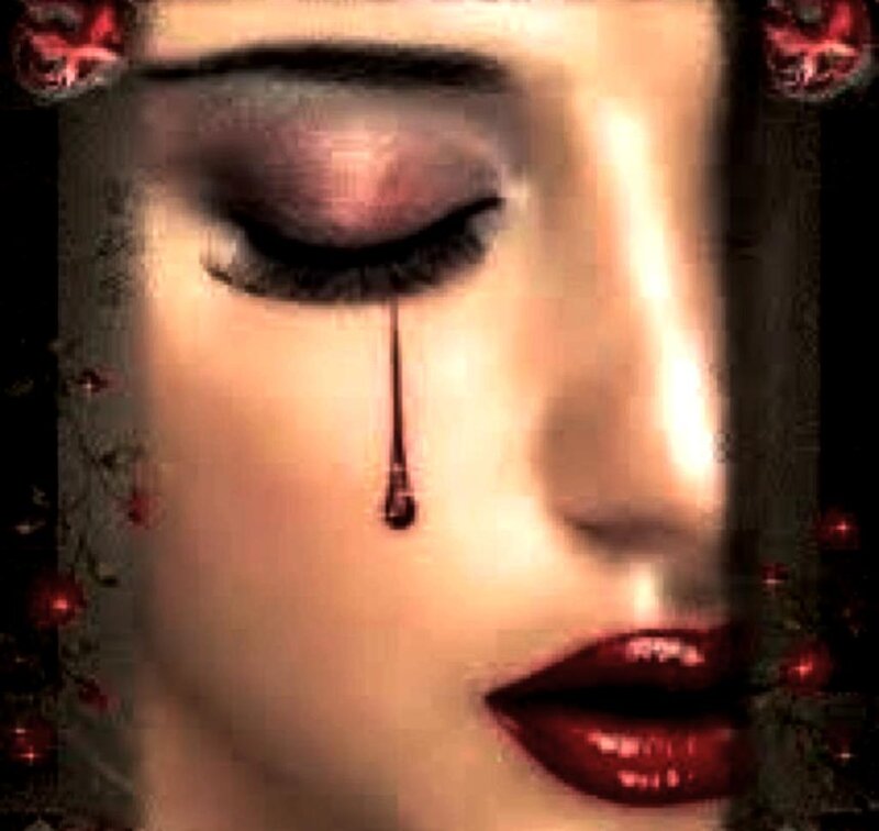 Woman with Blood Tear — Red
