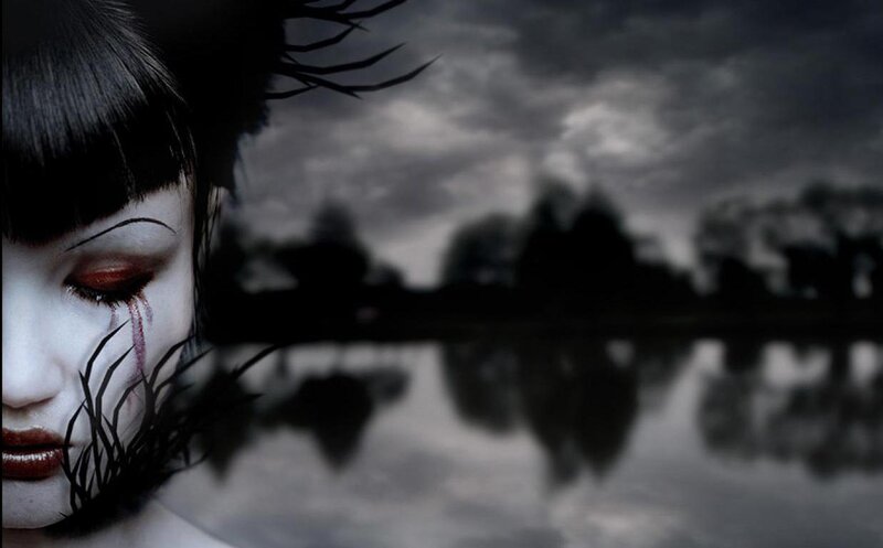 woman with blood tear