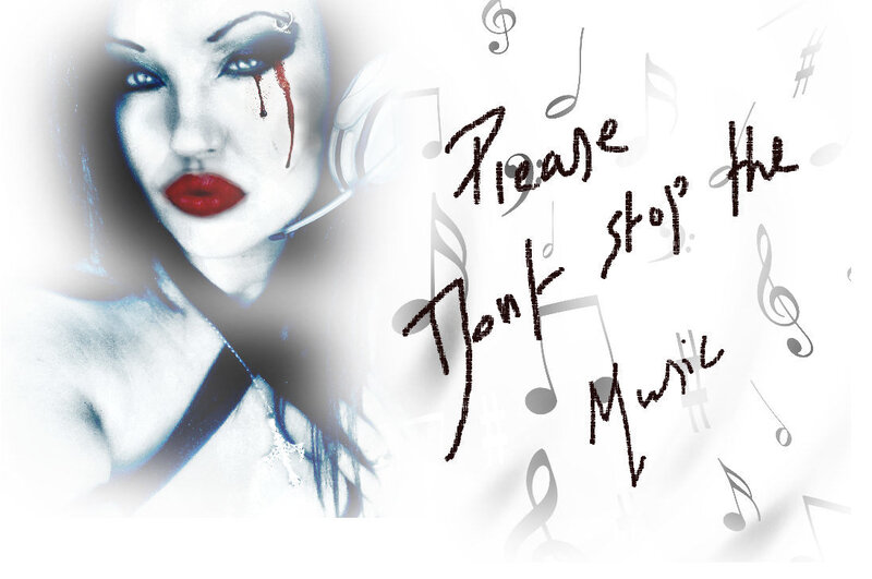 woman with blood tears and music notes