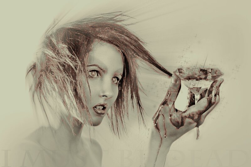 woman with bloodied hand