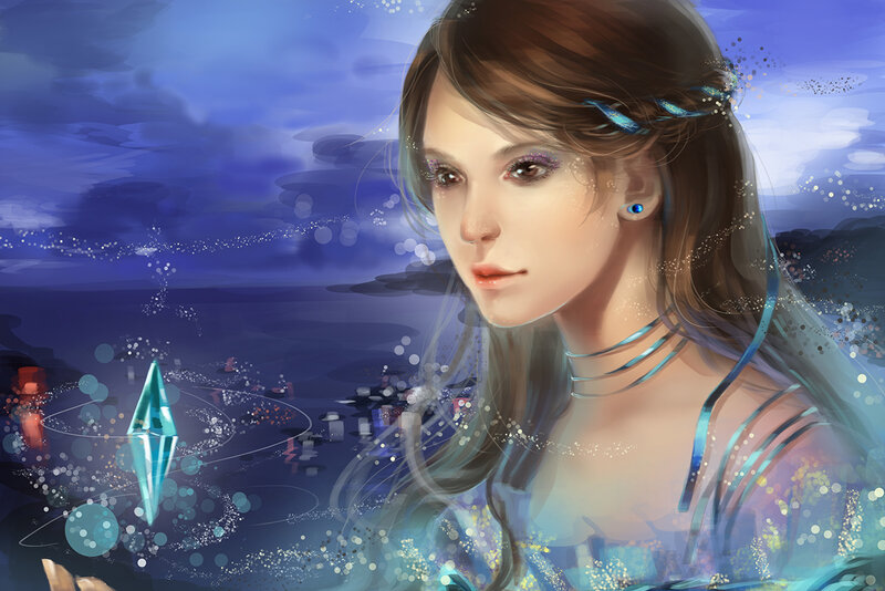 Woman with Blue Accessories — Serene