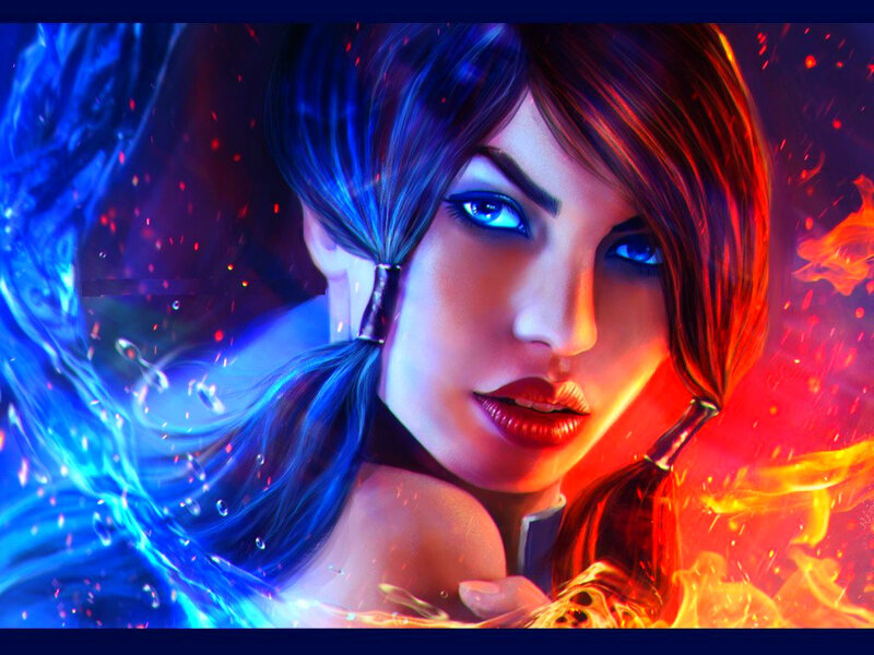 Woman with Blue and Red Hair — Dramatic