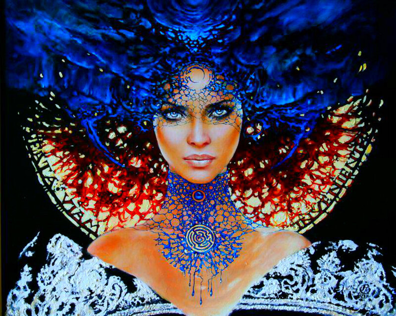Woman with Blue and Red Wings