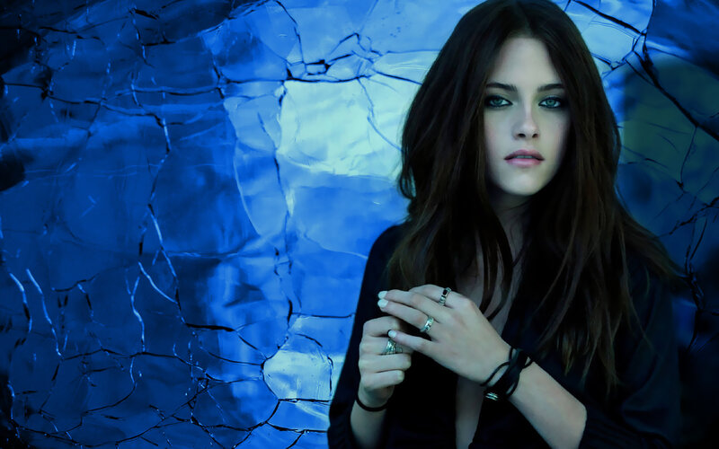 woman with blue background