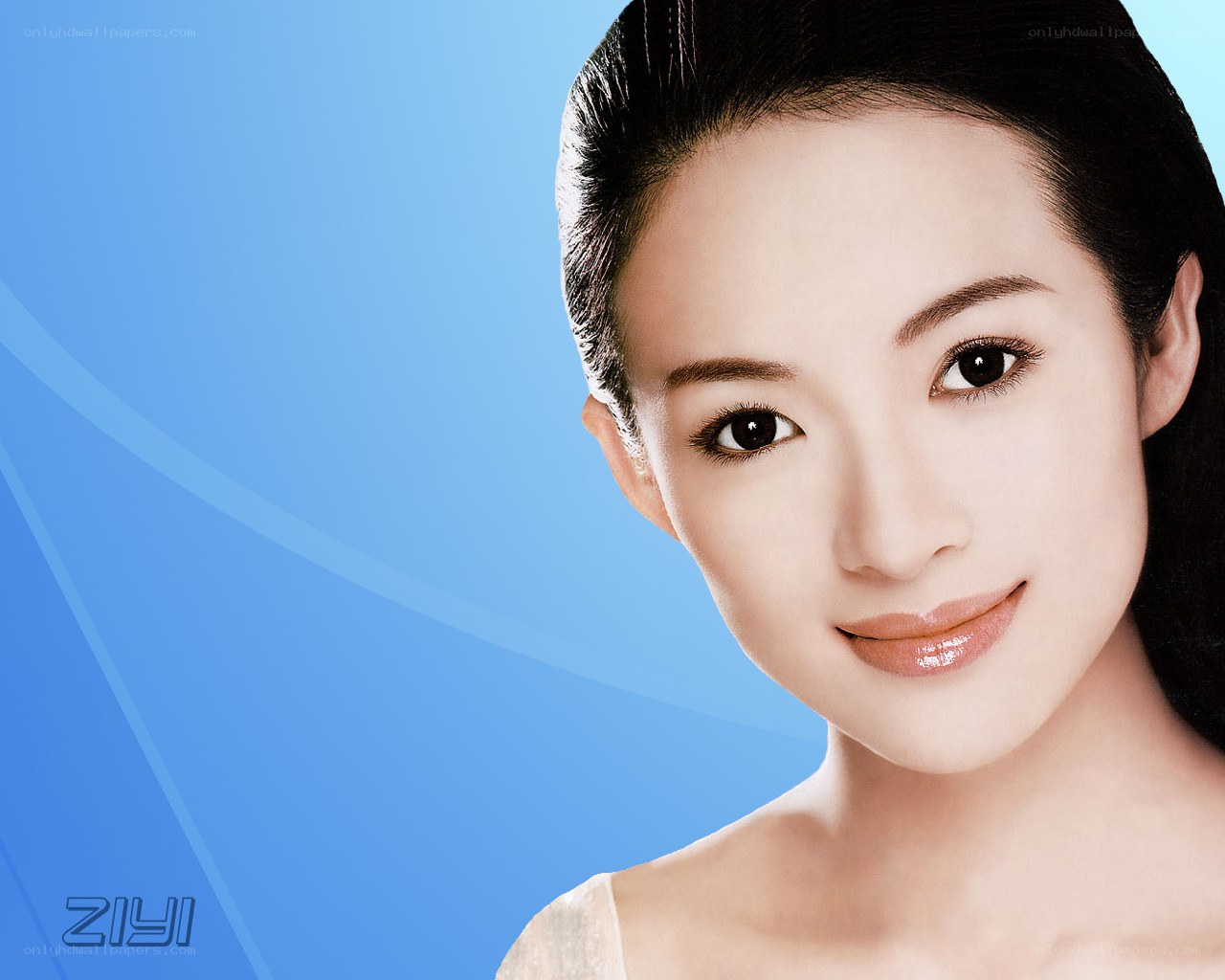woman with blue background