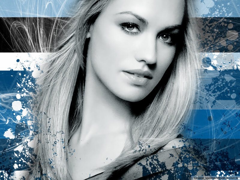 woman with blue background