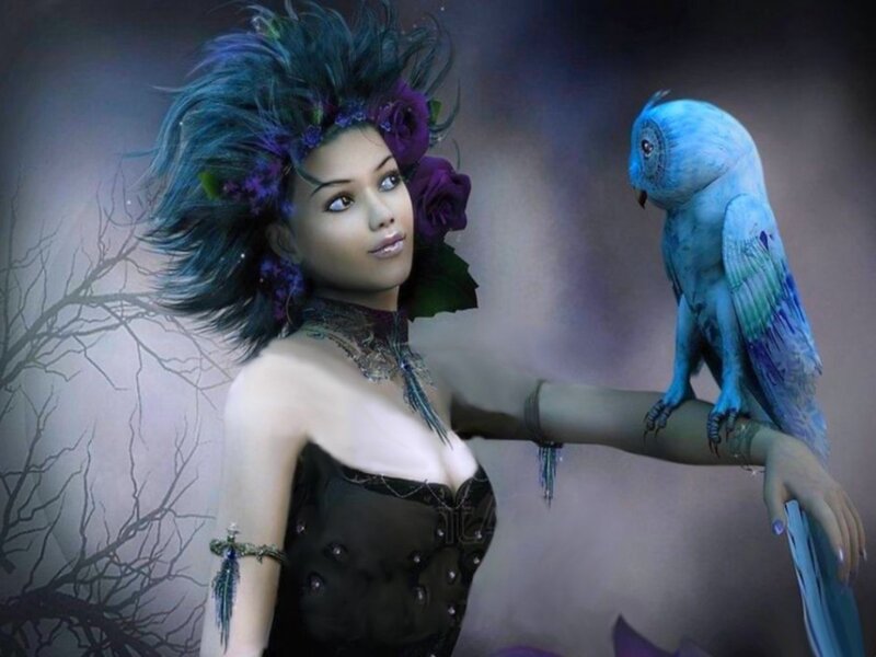 Woman with Blue Bird — Mystical