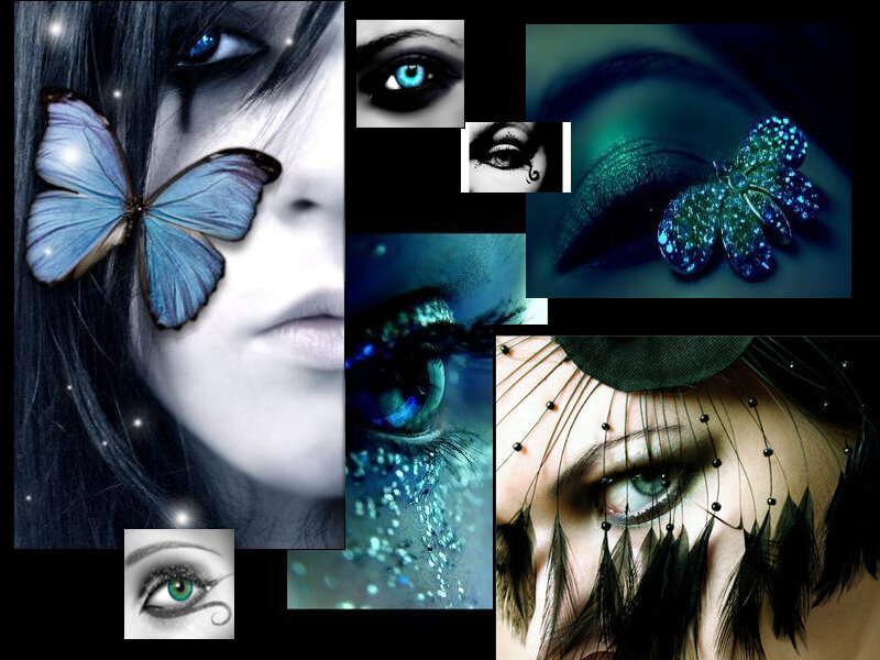 Woman with Blue Butterfly — Dramatic, Digital Art, Eye