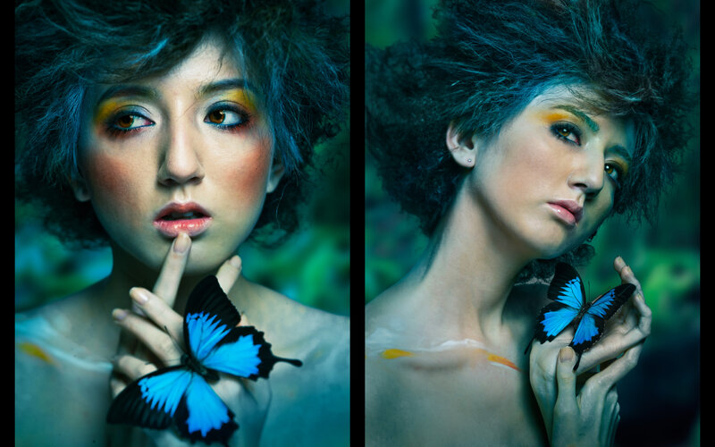 Woman with Blue Butterfly — Dramatic