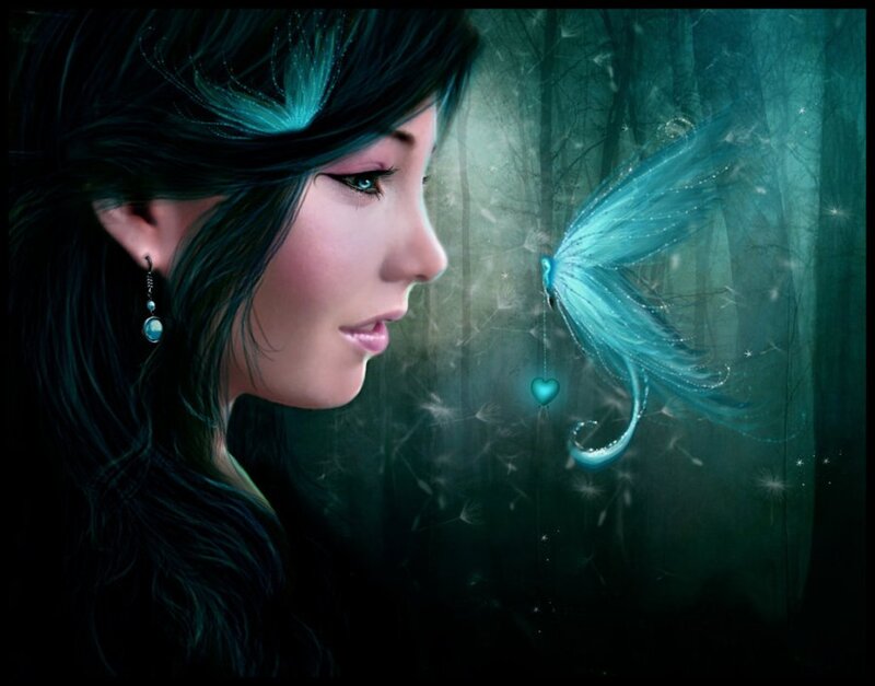 Woman with Blue Butterfly — Mystical