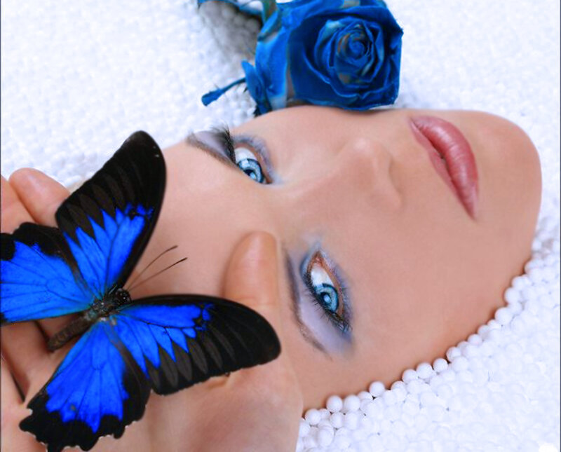 Woman with Blue Butterfly — Serene