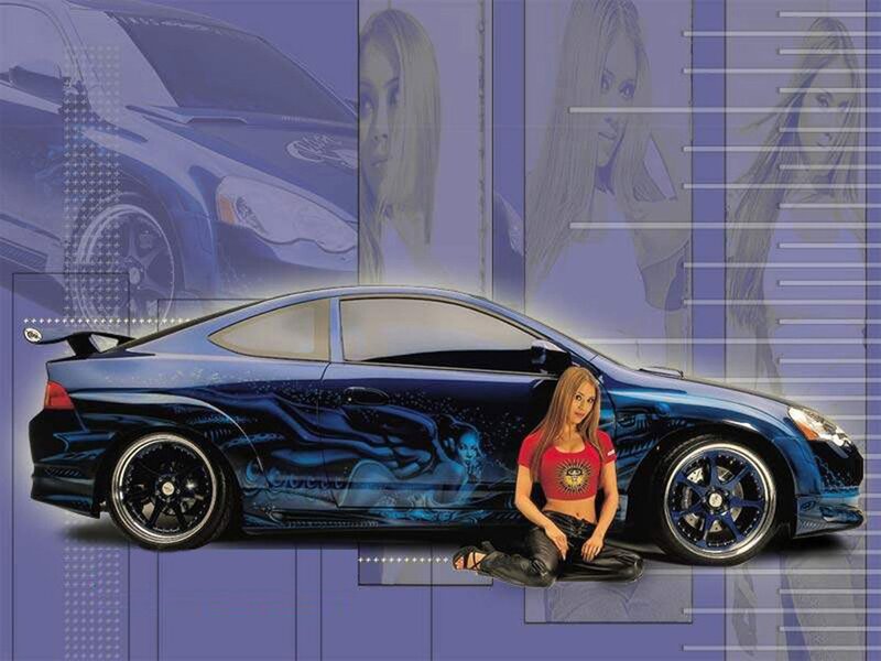 woman with blue car