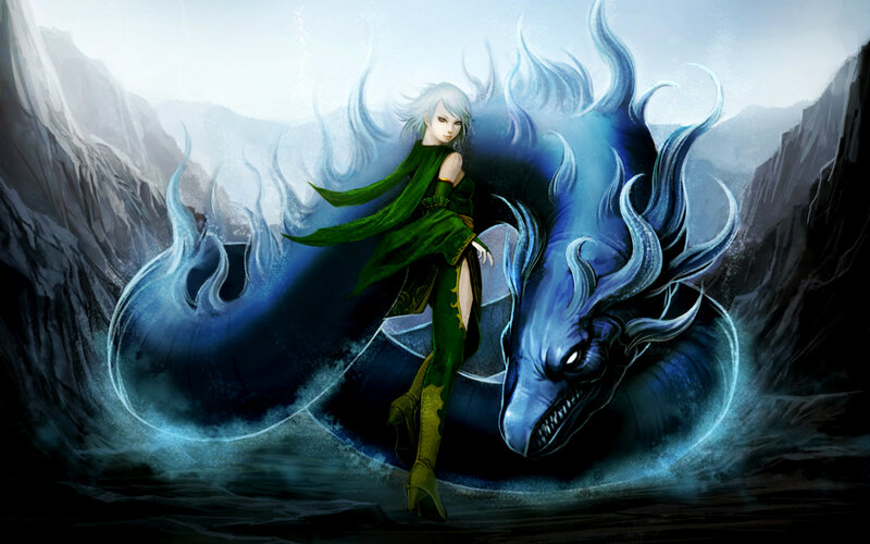 Woman with Blue Dragon — Dramatic