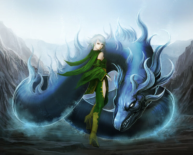 Woman with Blue Dragon — Green