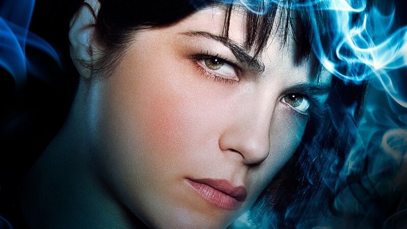 woman with blue energy aura